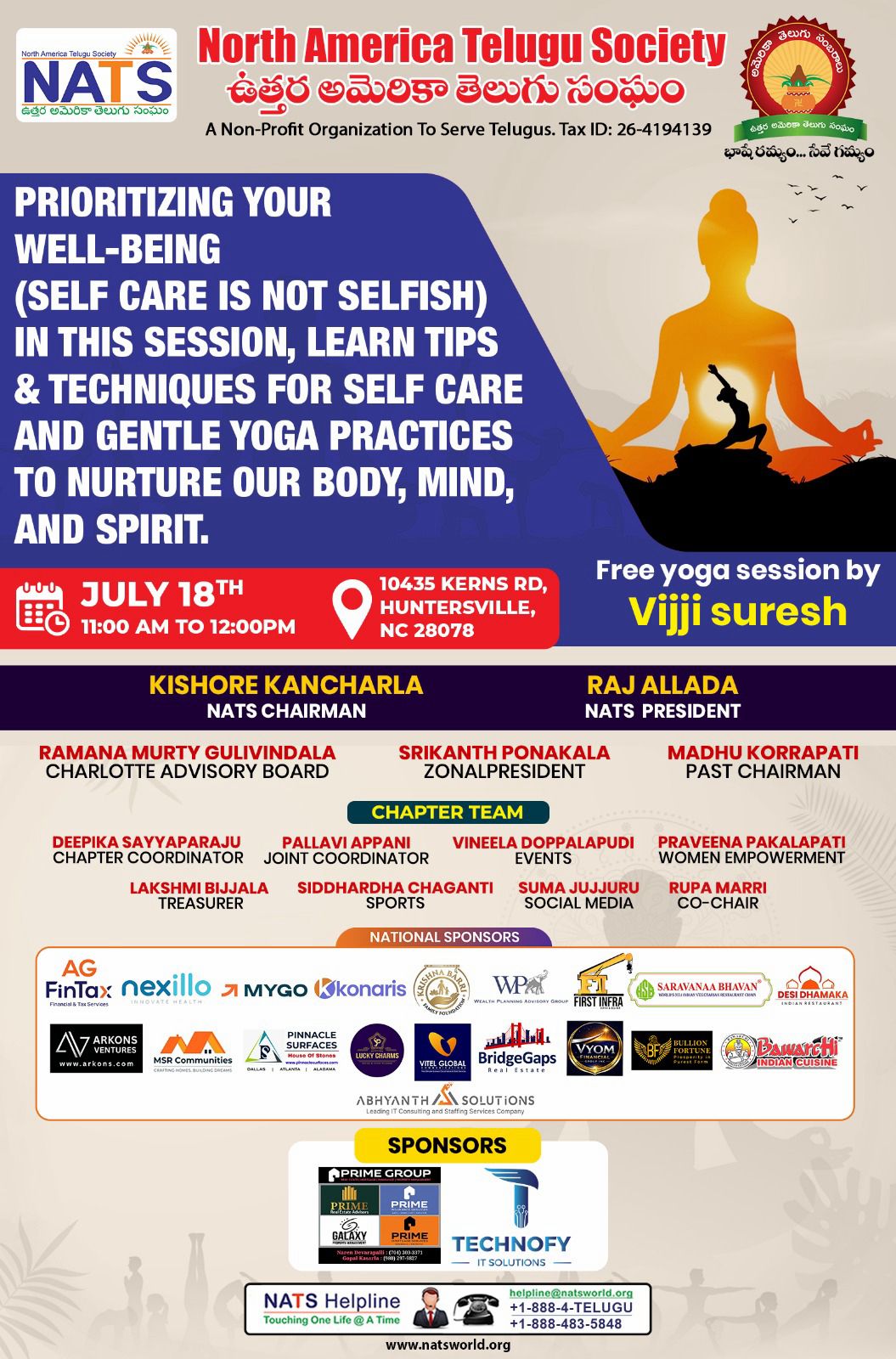 Free Yoga Session by Vijji Suresh